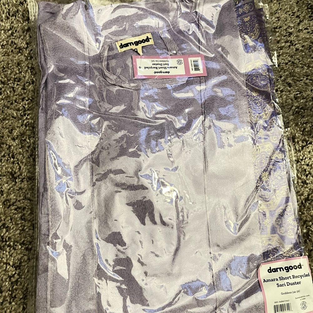 Darn Good Purple Amara Short Recycled Sari Duster